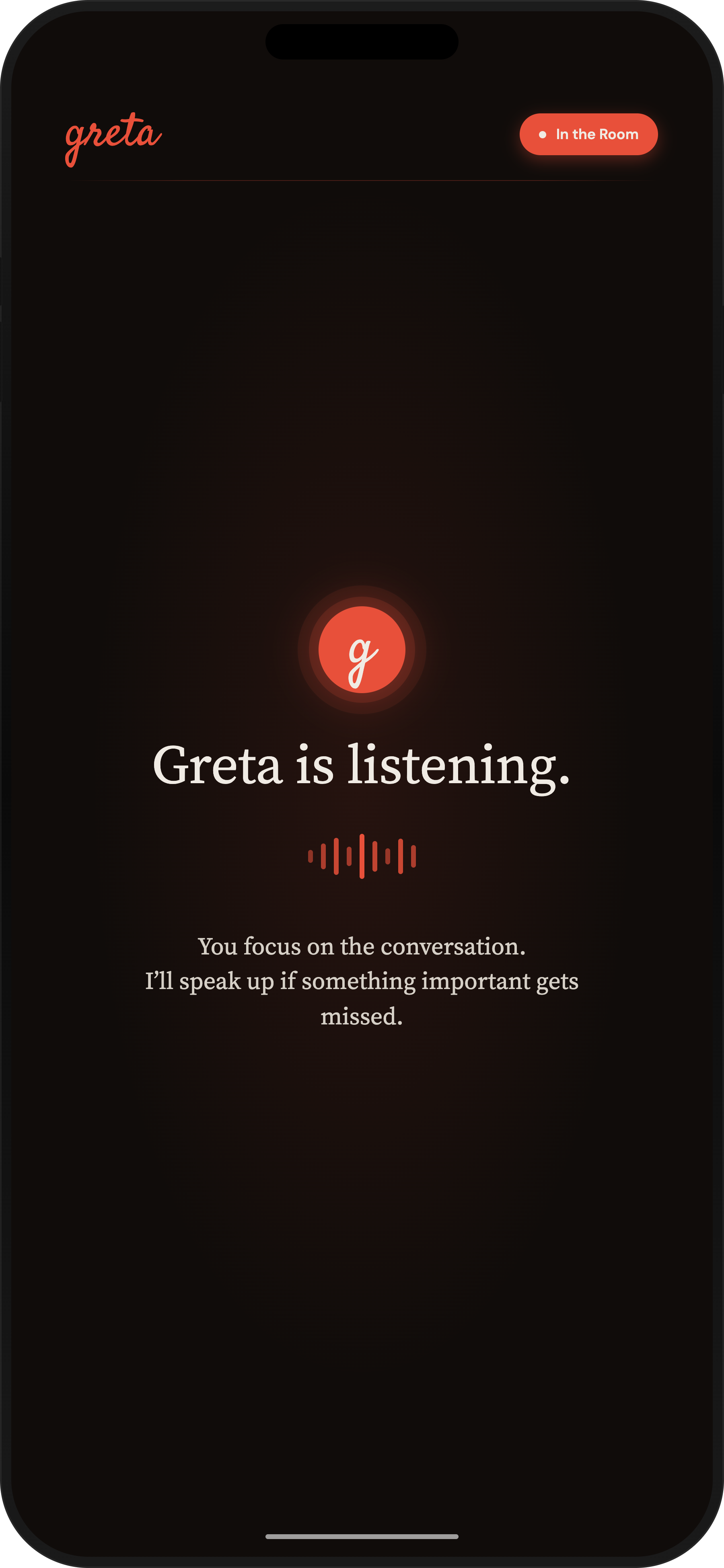 Greta actively listening in the exam room.